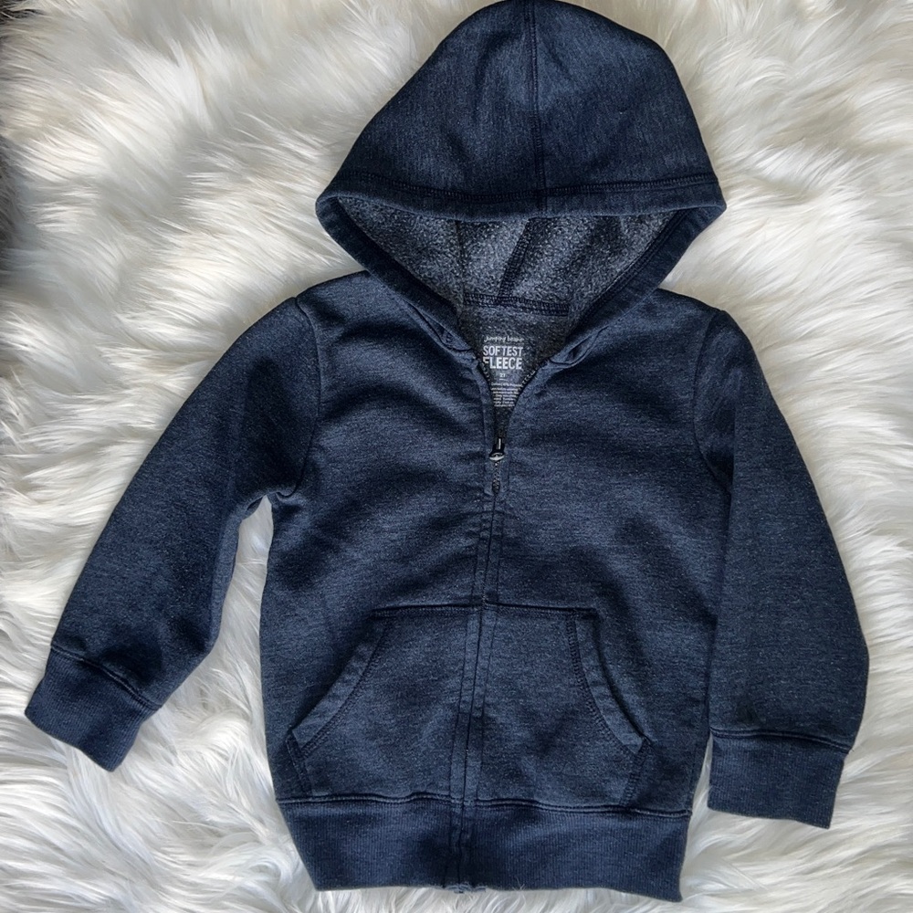 Jumping Beans Boys Blue Full-Zip Hooded Sweatshirt Softest Fleece